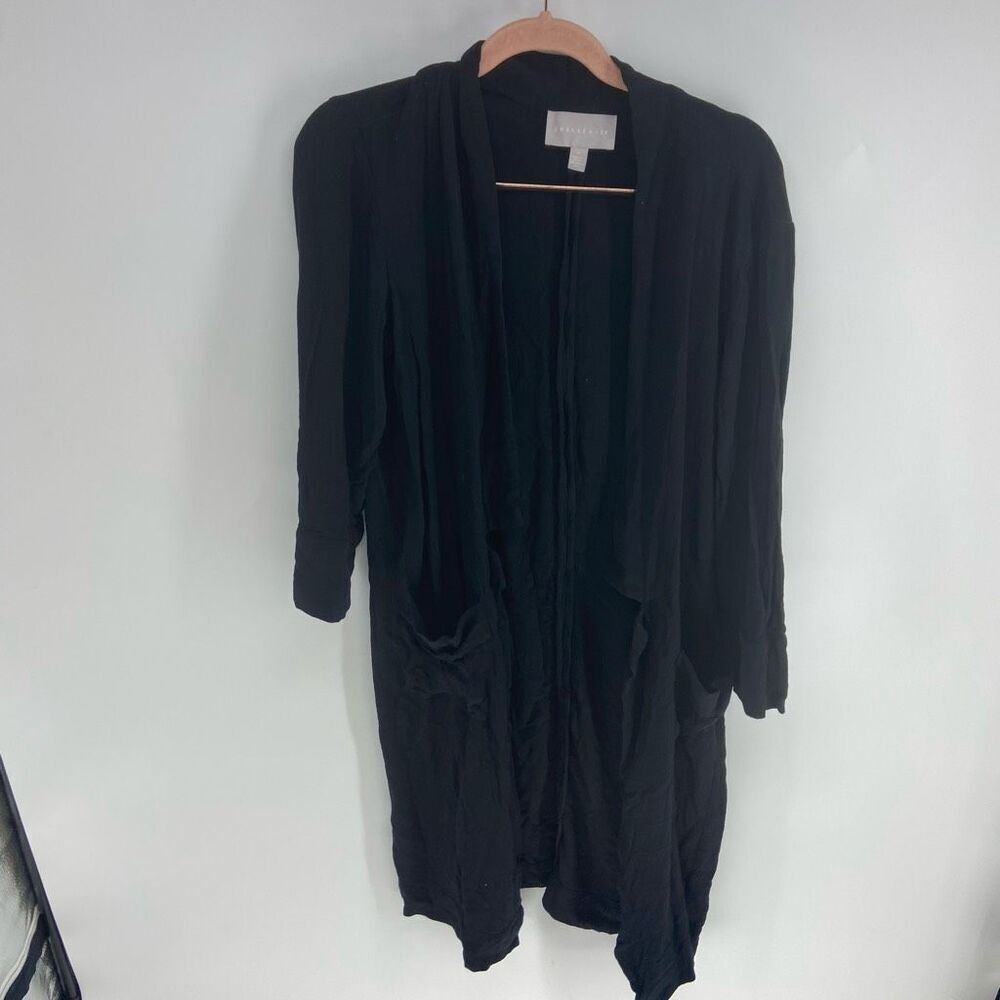 Chelsea28 Women's Black Open Front Shawl Collar Viscose Sweater Cardigan Medium